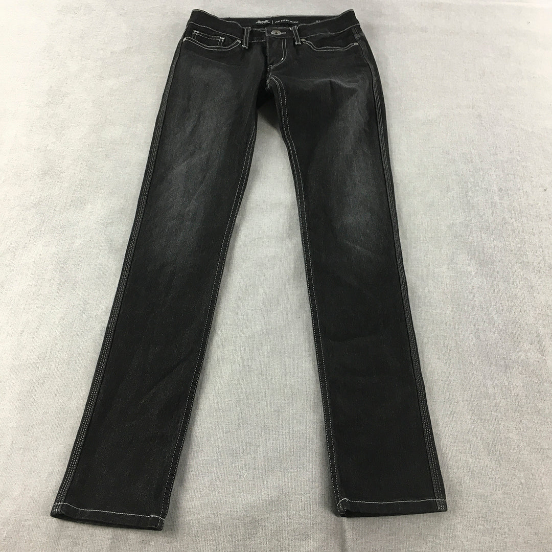 Lee Riders Low Rise Super Skinny Womens Jeans Size 10 Black Dark Wash Denim