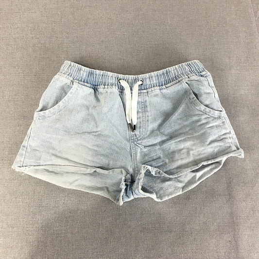 Eve Girl Denim Shorts Size 14 Blue Drawstring Light Wash Pockets