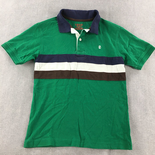 Izod Kids Boys Polo Shirt Youth Size M (10 - 12 Years) Green Logo Collared Rugby