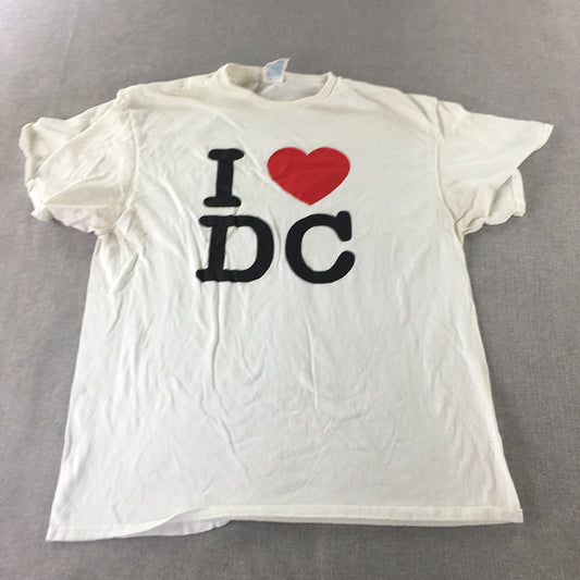 I Love DC Mens T-Shirt Size L White USA Short Sleeve Washington