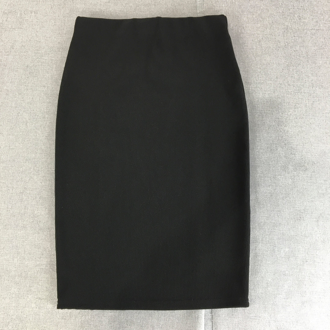 NEW Valleygirl Womens Pencil Skirt Size S Black Knit Midi Straight