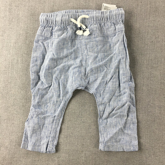 H&M Baby Pants Size 00 (4 - 6 Months) Blue Drawstring Elastic Waist Striped