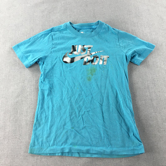 Nike Kids Boys T-Shirt Youth Size S (8 - 10 Years) Blue Just Do It Short Sleeve