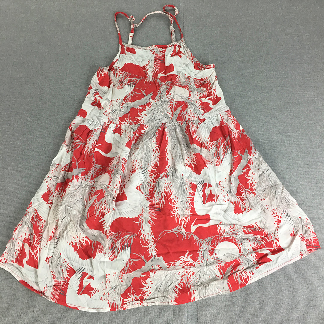 Insight Womens Mini Dress Size 6 White Red Floral Bird Sleeveless A-Line