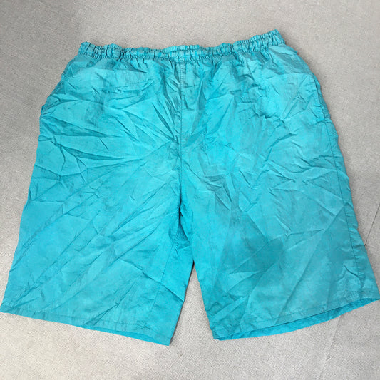 Vintage 90s Tay Mens Shorts Size M Blue Elastic Waist Pockets Nylon