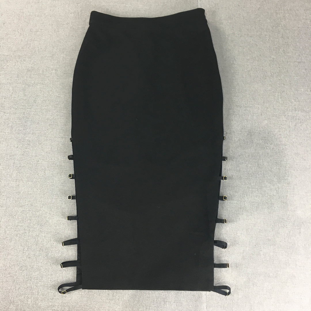 Premonition Womens Skirt Size XS Black Pencil Side Slits Midi Straight