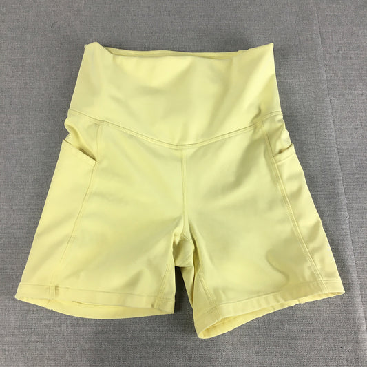 Rockwear Womens Legging Shorts Size 8 Yellow Pockets Activewear Gym