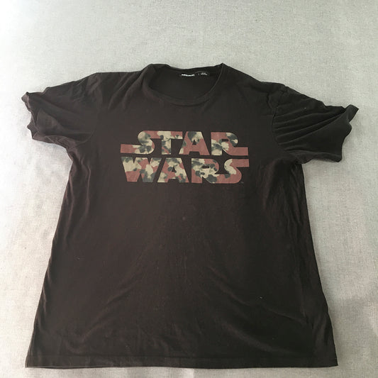 Star Wars Mens T-Shirt Size XL Black Camo Logo Short Sleeve Crew Neck Tee