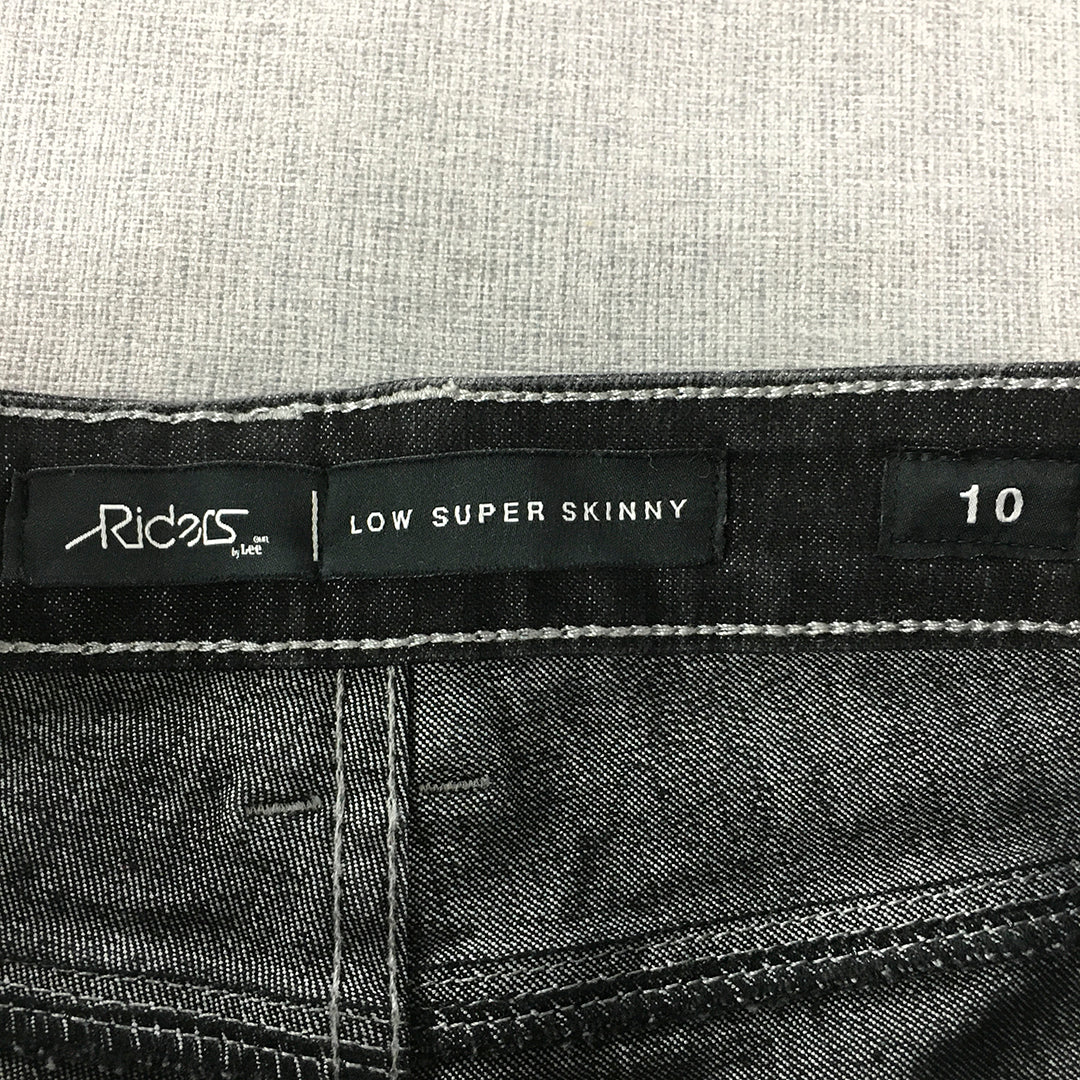 Lee Riders Low Rise Super Skinny Womens Jeans Size 10 Black Dark Wash Denim