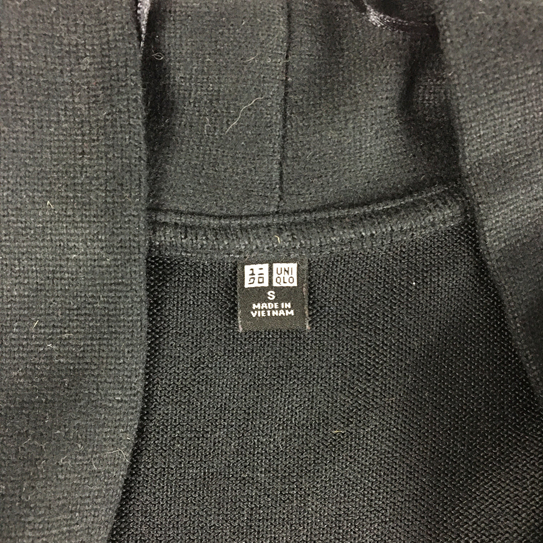 Uniqlo Mens Cardigan Size S Black Shawl Neck Stretch Fabric Knit