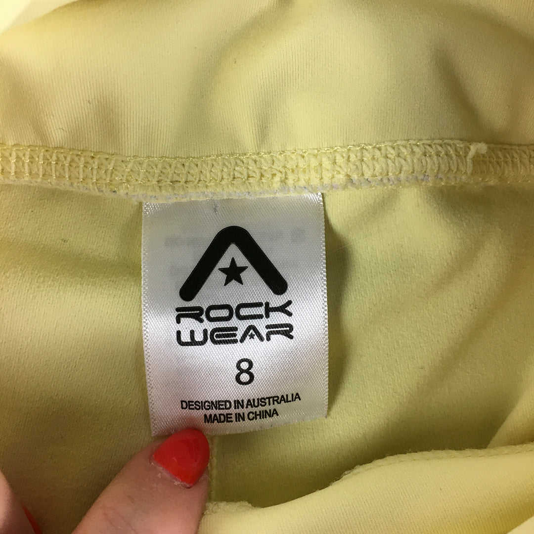 Rockwear Womens Legging Shorts Size 8 Yellow Pockets Activewear Gym