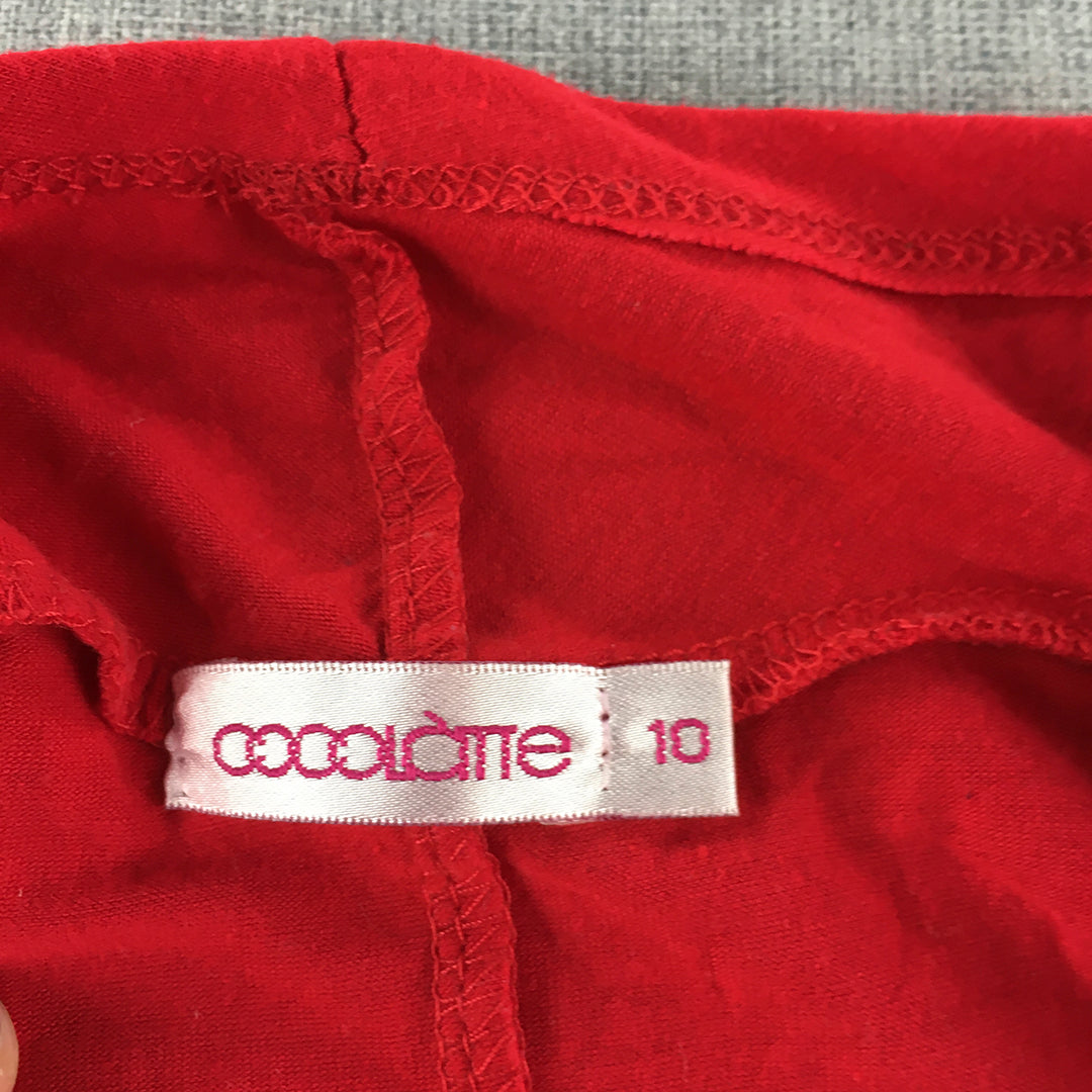 Cocolatte Womens Cardigan Size 10 Red Open Front Top