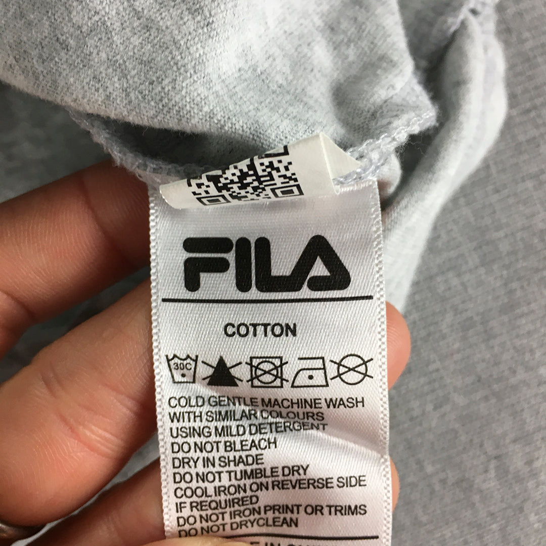 FILA Kids Boys T-Shirt Size 10 Grey Logo Short Sleeve Top