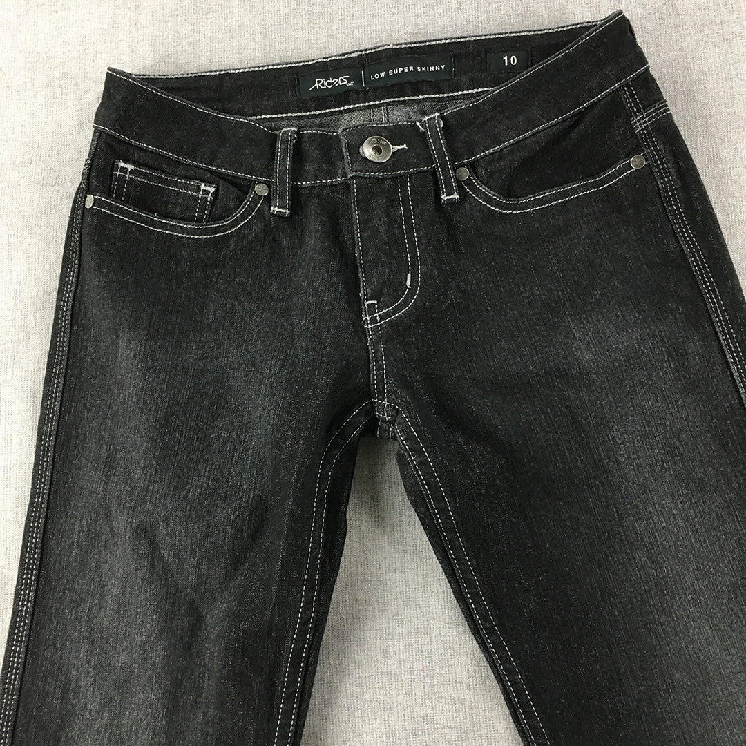 Lee Riders Low Rise Super Skinny Womens Jeans Size 10 Black Dark Wash Denim