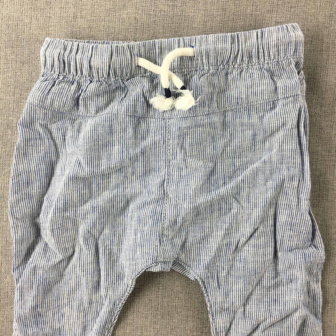 H&M Baby Pants Size 00 (4 - 6 Months) Blue Drawstring Elastic Waist Striped