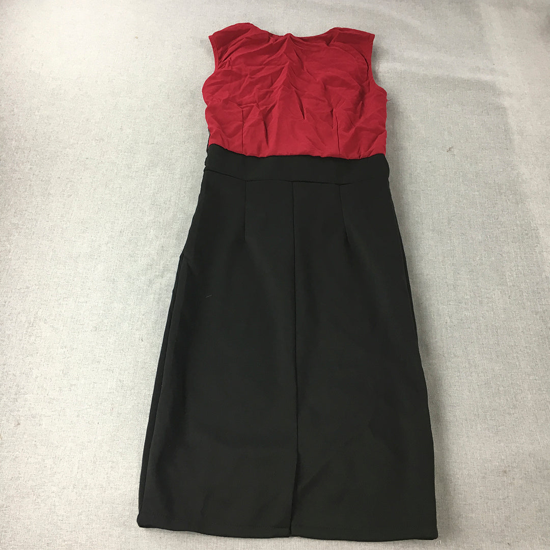 Pretty Woman Evening Gown Size M Black Red Sleeveless Gold Buckle Event