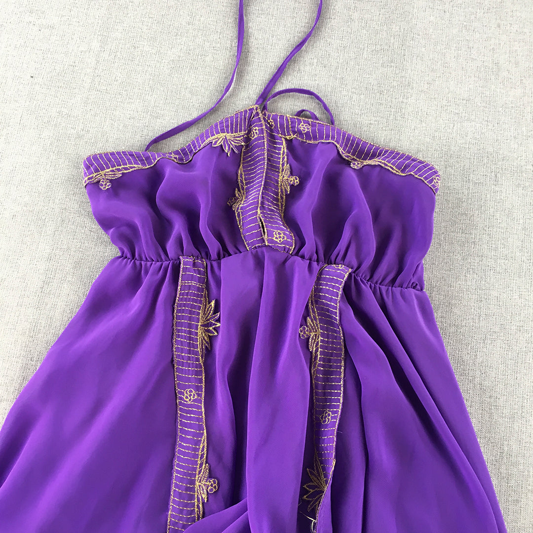 Sheike Womens Evening Gown Size 8 Purple Mini Sleeveless Party Event