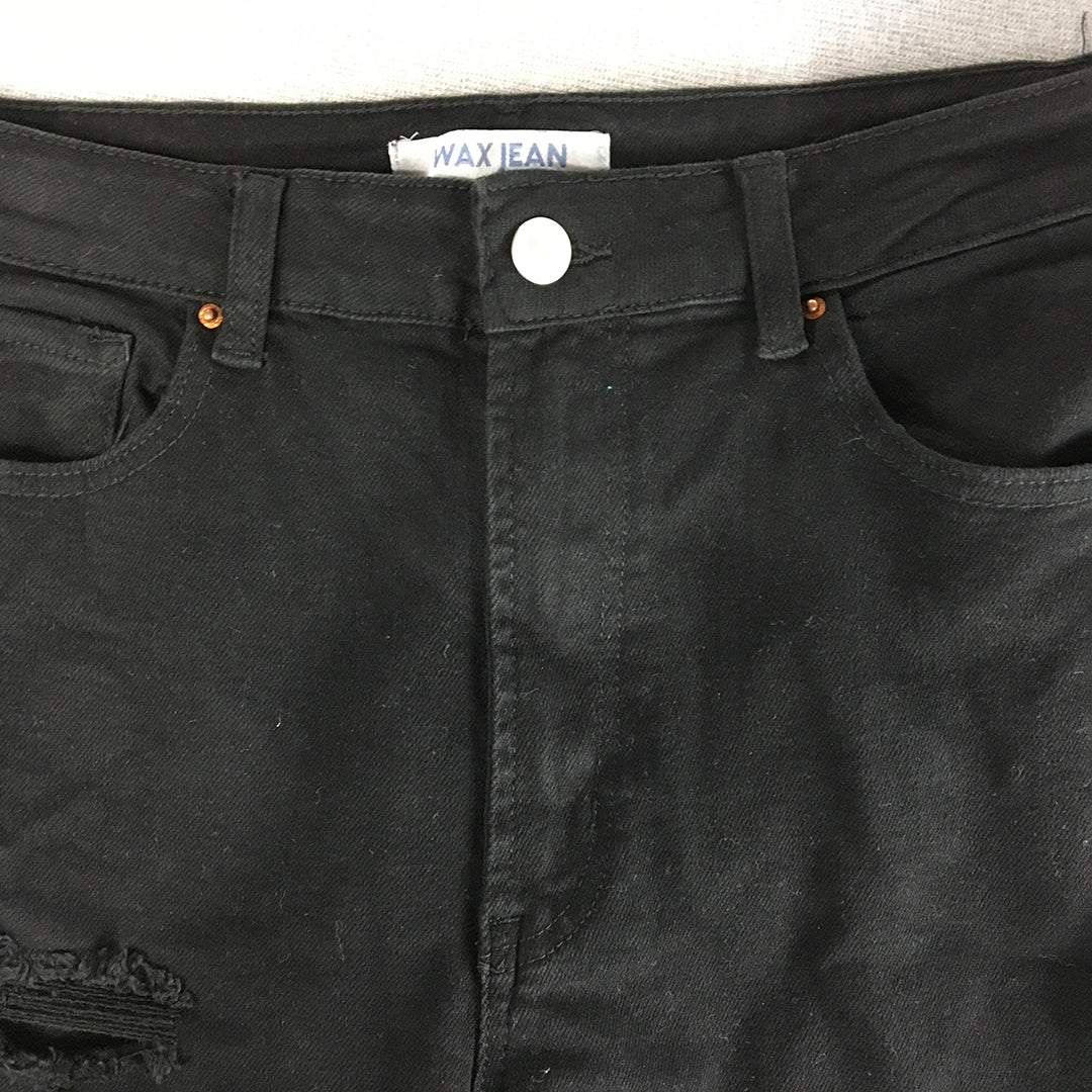 Wax Womens Jeans Size 31 (W31 x L28) Black Straight Dark Wash Denim