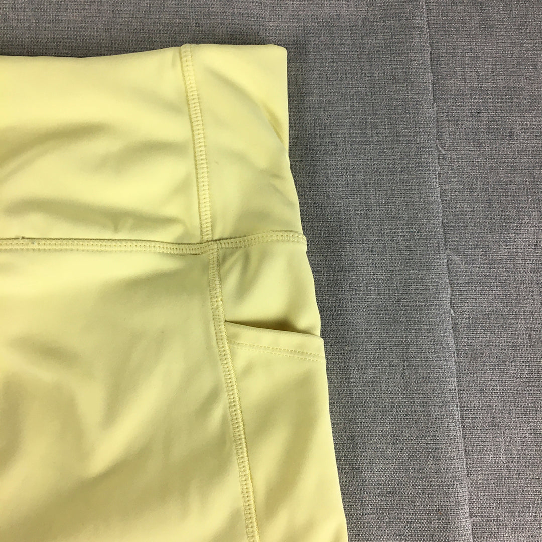 Rockwear Womens Legging Shorts Size 8 Yellow Pockets Activewear Gym