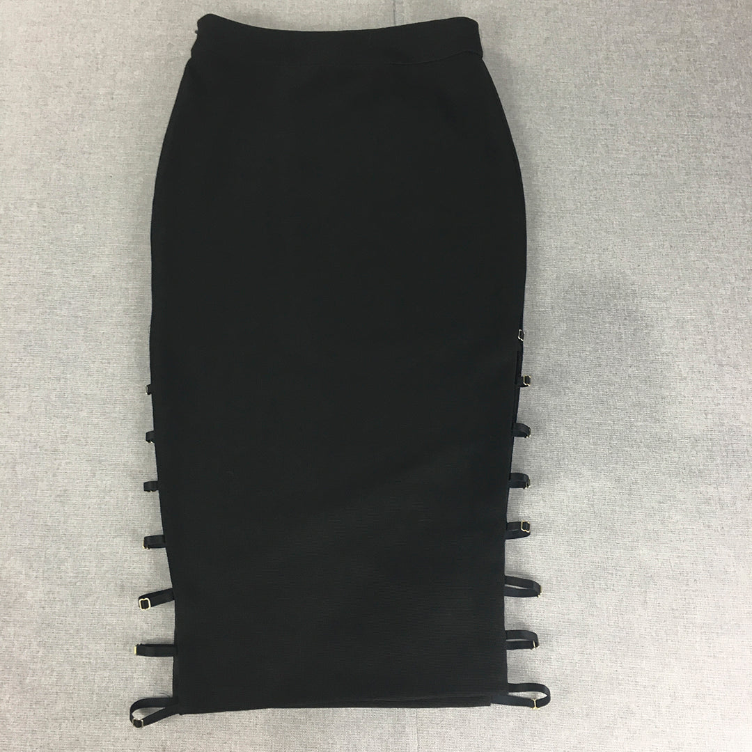 Premonition Womens Skirt Size XS Black Pencil Side Slits Midi Straight