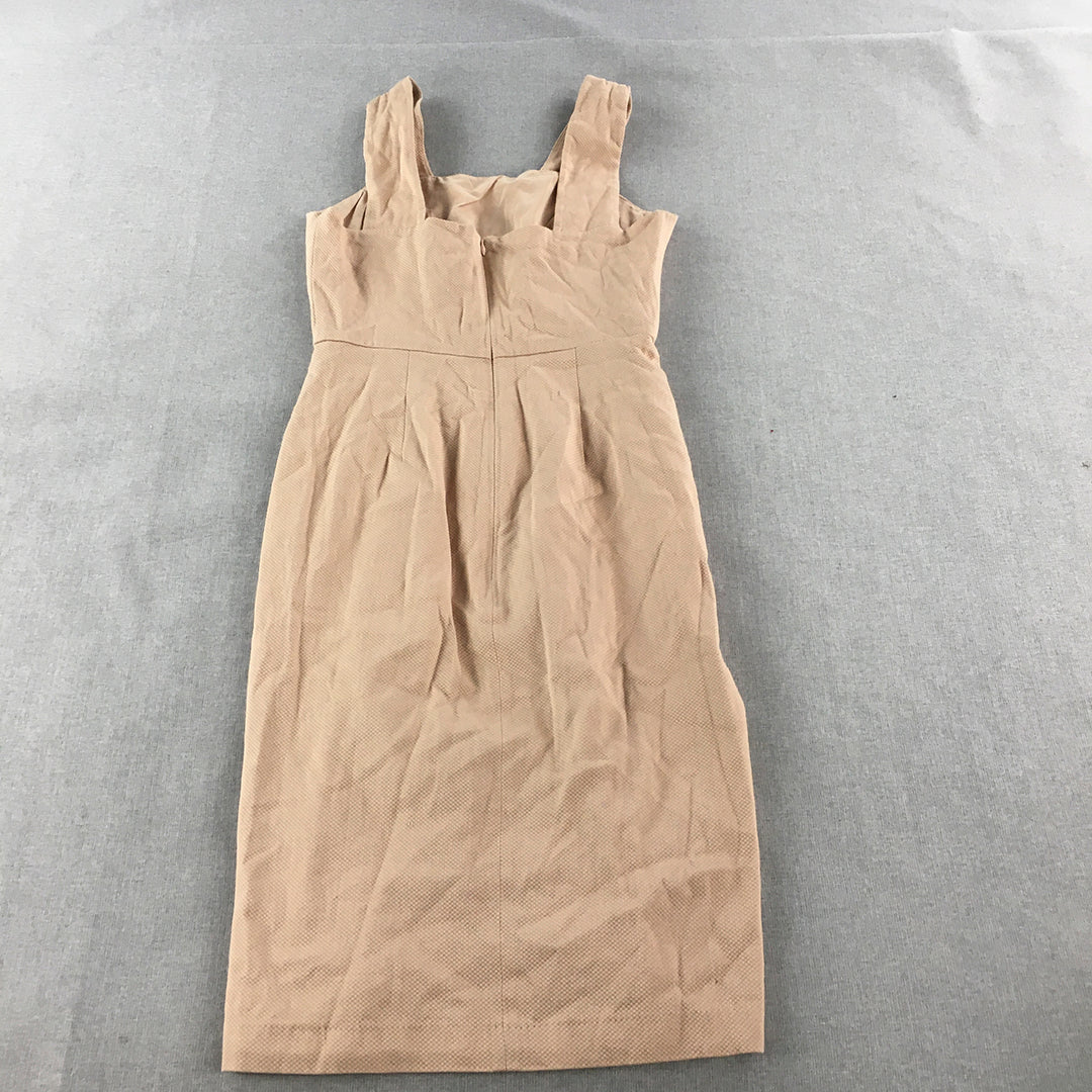 NEW Oxford Bastille Stretch Dress Size 10 Cream Beige Sleeveless Mini