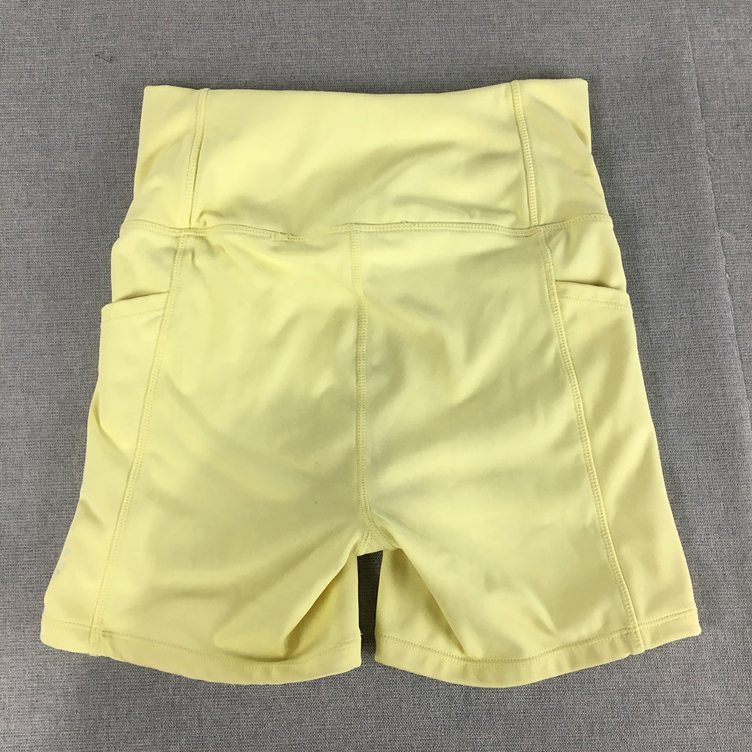 Rockwear Womens Legging Shorts Size 8 Yellow Pockets Activewear Gym