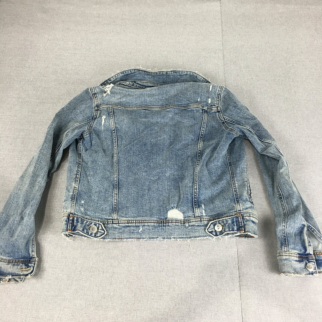 Zara Womens Denim Jacket Size XS Blue Button Pockets Collared