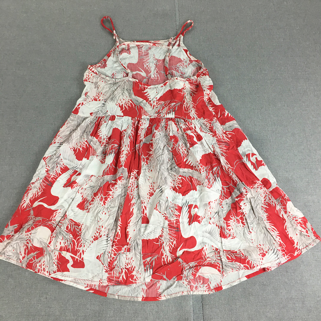 Insight Womens Mini Dress Size 6 White Red Floral Bird Sleeveless A-Line