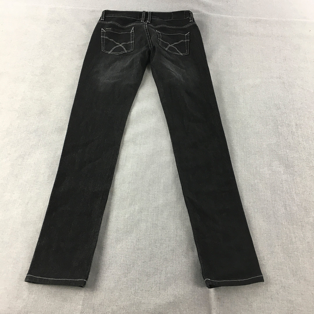 Lee Riders Low Rise Super Skinny Womens Jeans Size 10 Black Dark Wash Denim