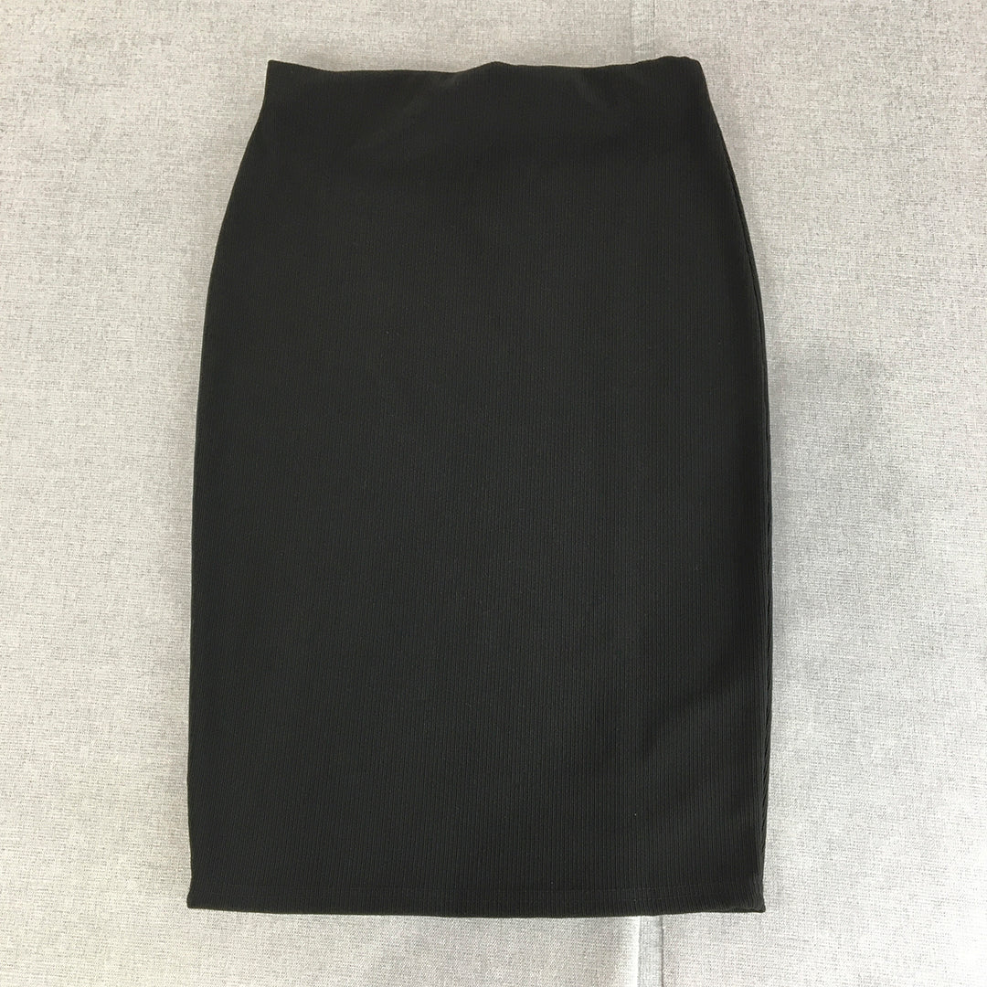 NEW Valleygirl Womens Pencil Skirt Size S Black Knit Midi Straight