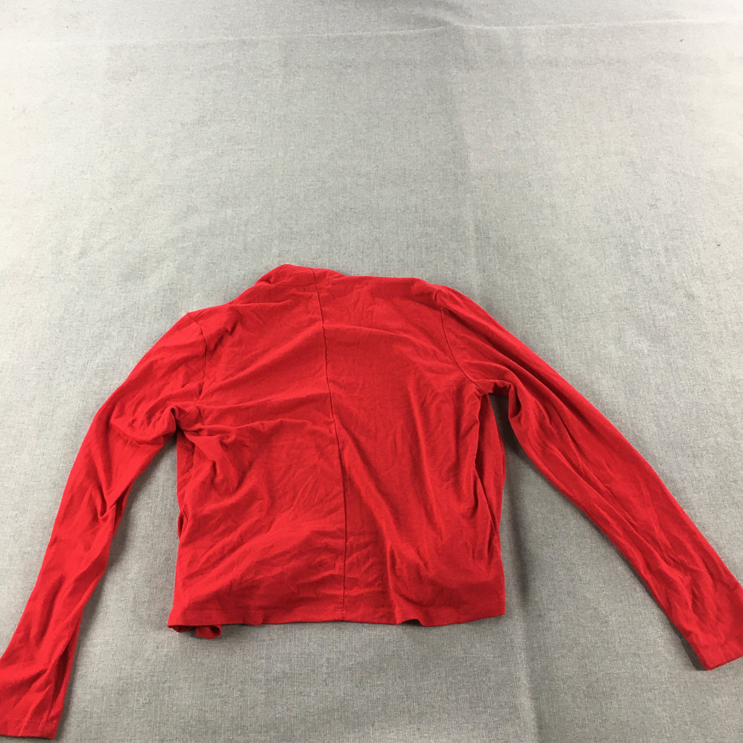 Cocolatte Womens Cardigan Size 10 Red Open Front Top