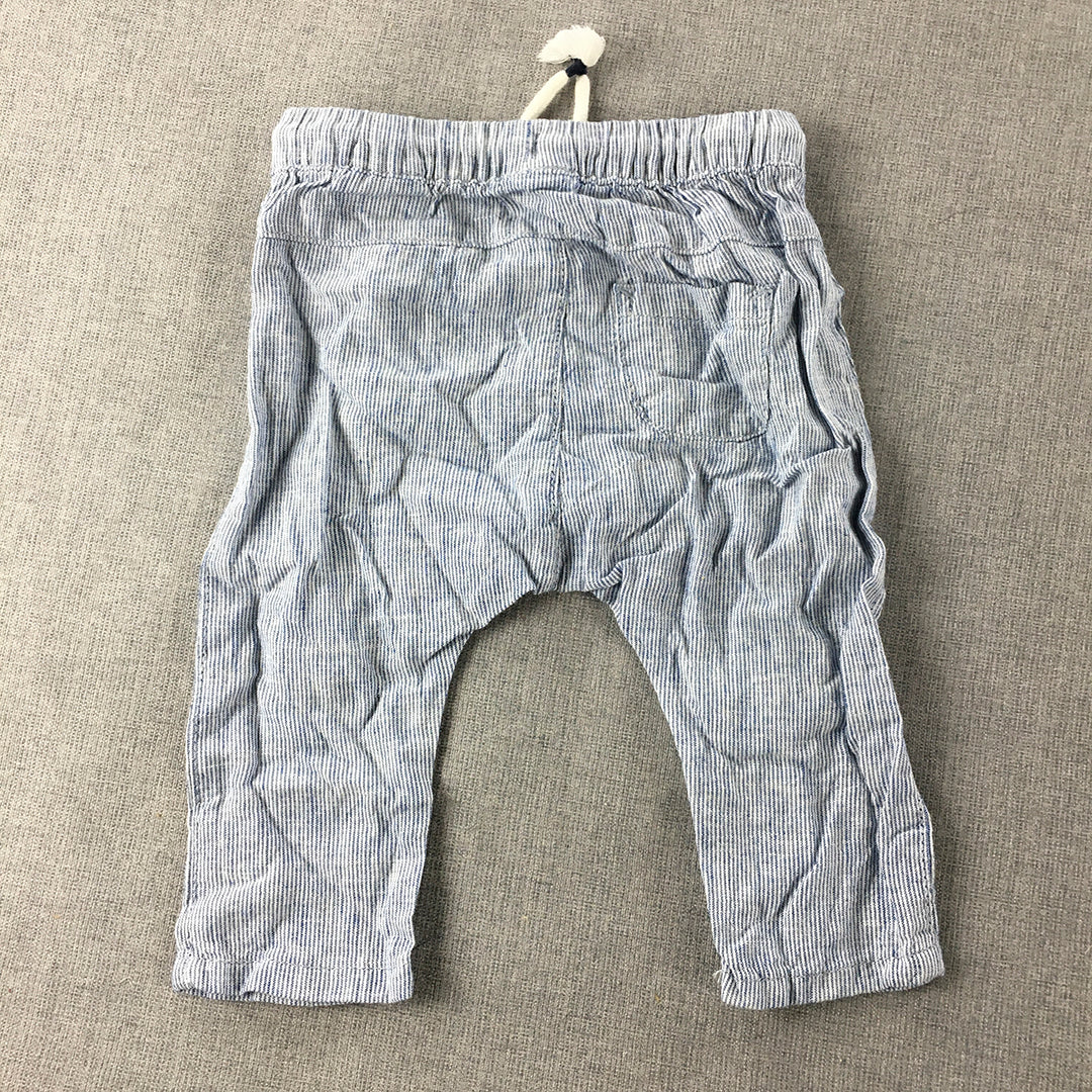 H&M Baby Pants Size 00 (4 - 6 Months) Blue Drawstring Elastic Waist Striped