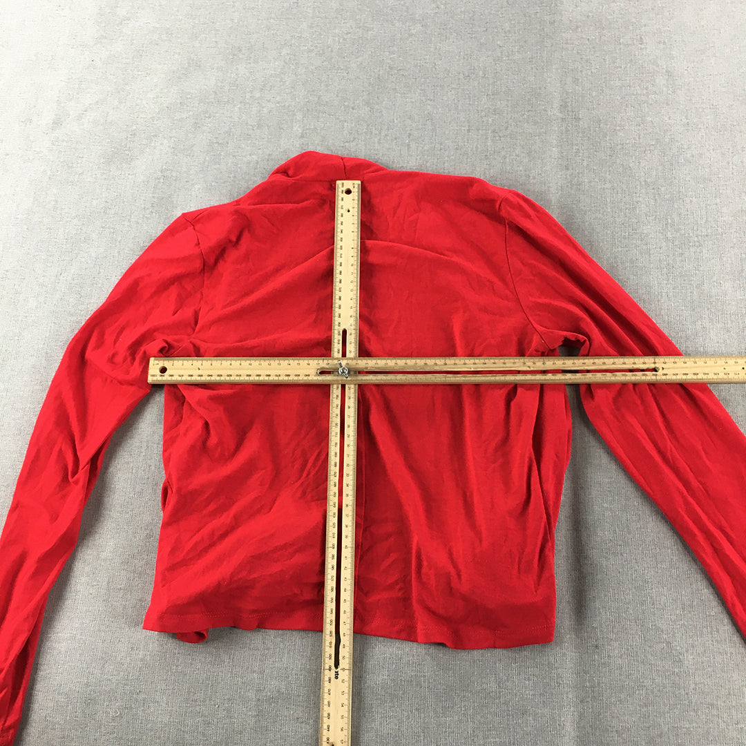 Cocolatte Womens Cardigan Size 10 Red Open Front Top