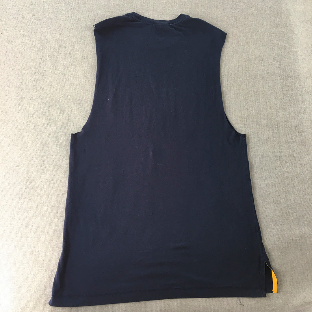 Under Armour Mens Tank Top Size S Navy Blue Brahma Bull Logo Sleeveless Shirt