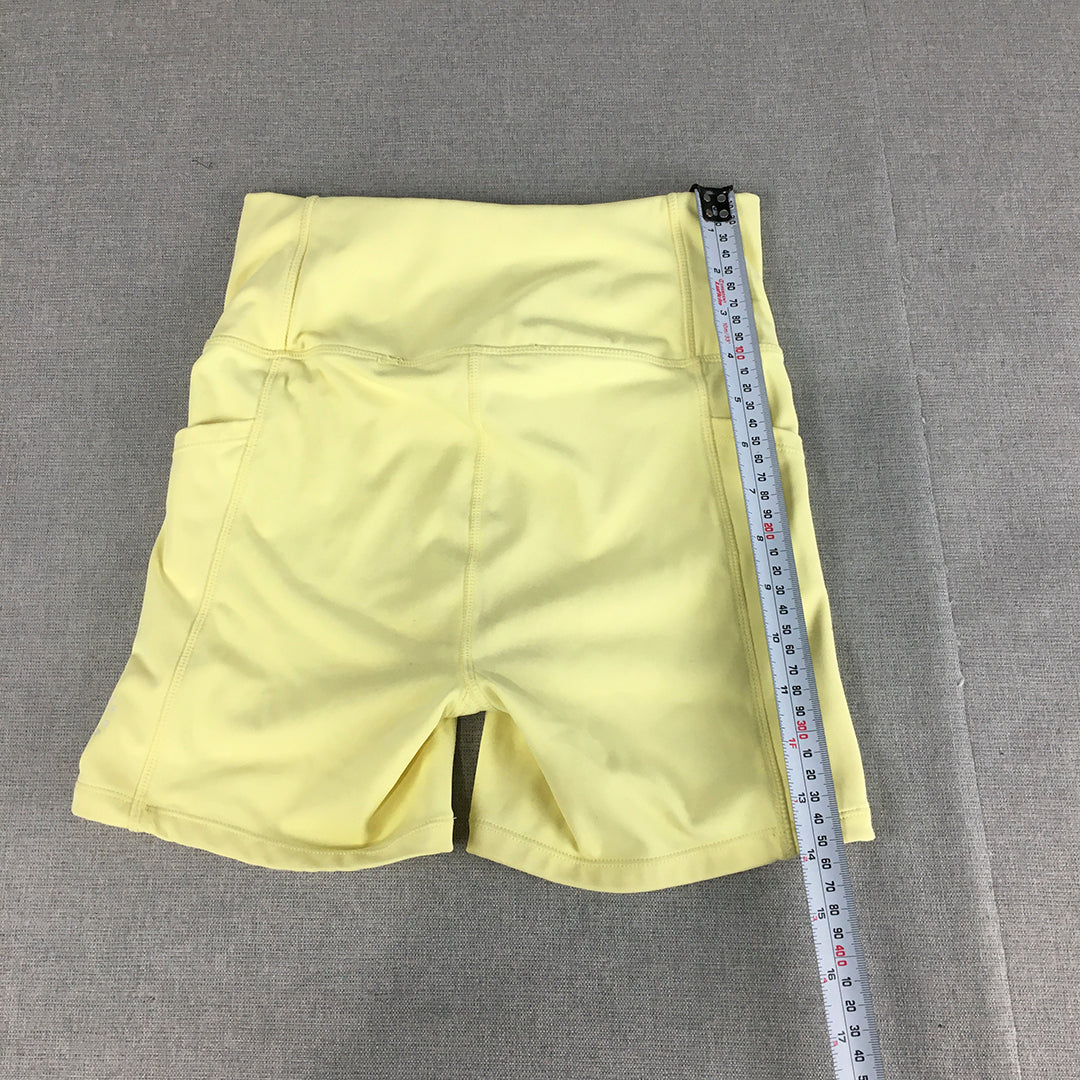 Rockwear Womens Legging Shorts Size 8 Yellow Pockets Activewear Gym