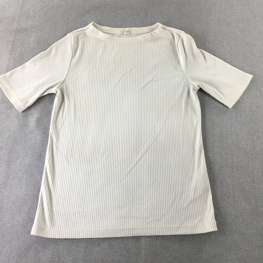 Uniqlo Womens Knit Top Size M White Short Sleeve Shirt