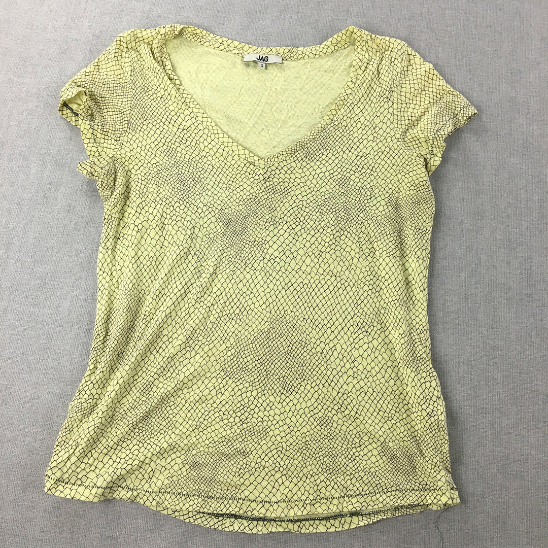 Jag Womens Top Size S Yellow Short Sleeve V-Neck T-Shirt