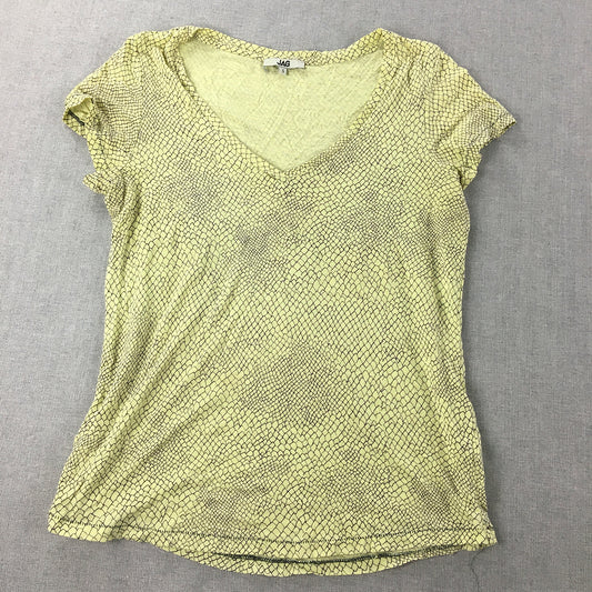 Jag Womens Top Size S Yellow Short Sleeve V-Neck T-Shirt