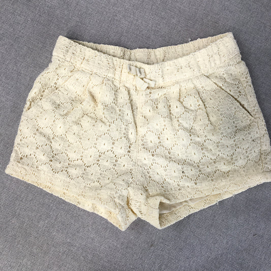 H&M Kids Girls Shorts Size 5 White Floral Lace Elastic Waist Drawstring Pockets