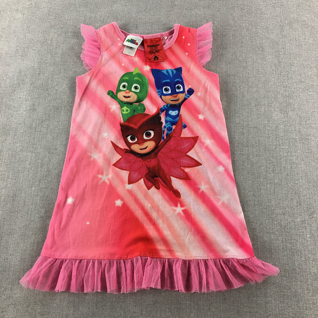 PJ Masks Kids Girls Dress Size 3 Toddler Pink Frilled Hem Sleeveless