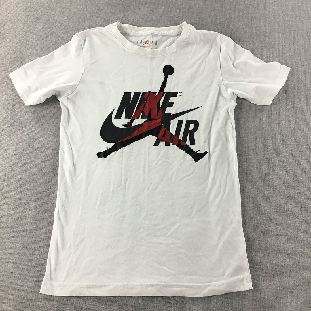 Nike Air Jordan Kids Boys T-Shirt Size M (10 - 12 Years) White Big Logo Top