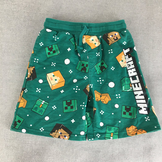 Minecraft Kids Boys Shorts Size 10 Green Creeper Steve Drawstring