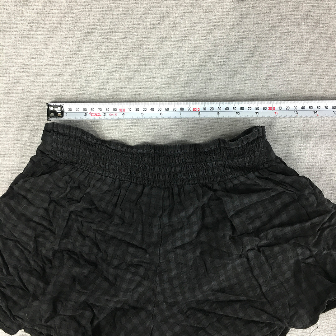 Nunui Womens Shorts Size 10 Black Checkered Elastic Waist