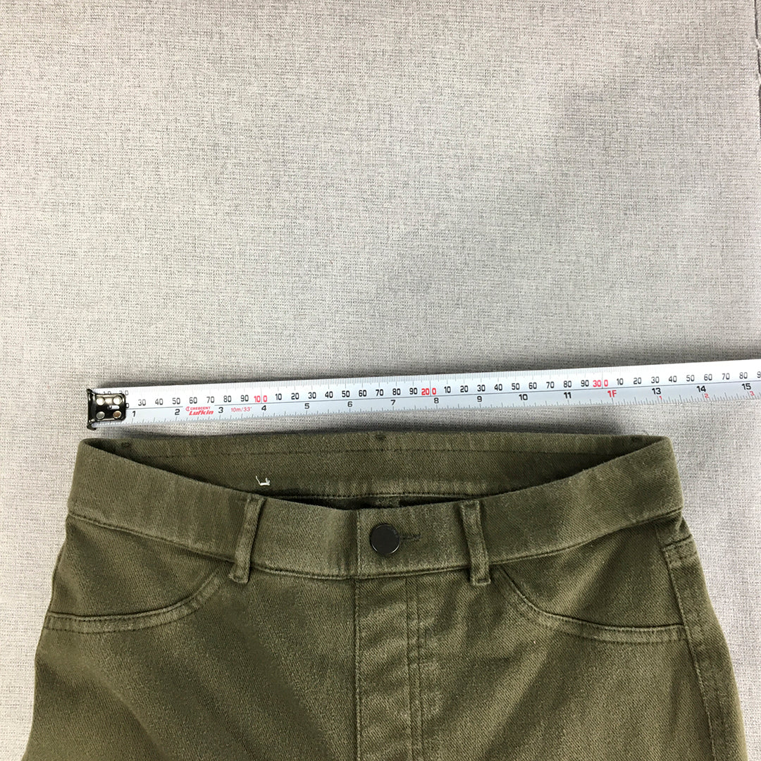 Uniqlo Womens Skinny Jeans Size M Khaki Green Stretch Denim