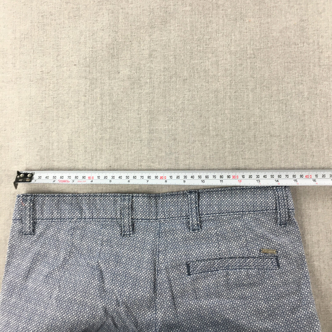 Scullers Chino Pants Size 28 Blue Dot Tapered Fit Pockets