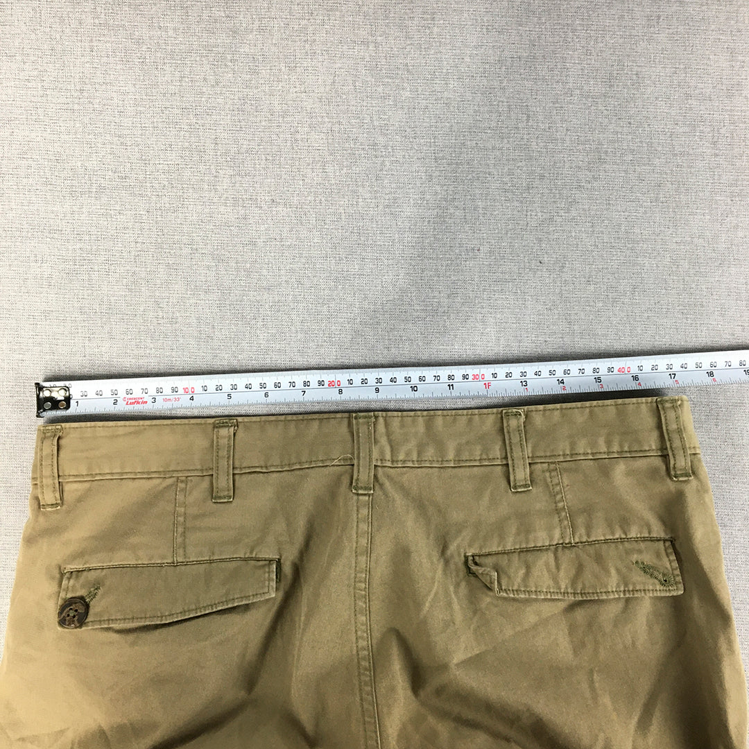 HRX Mens Pants Size 34 Brown Pockets Elastic Cuffs Chino