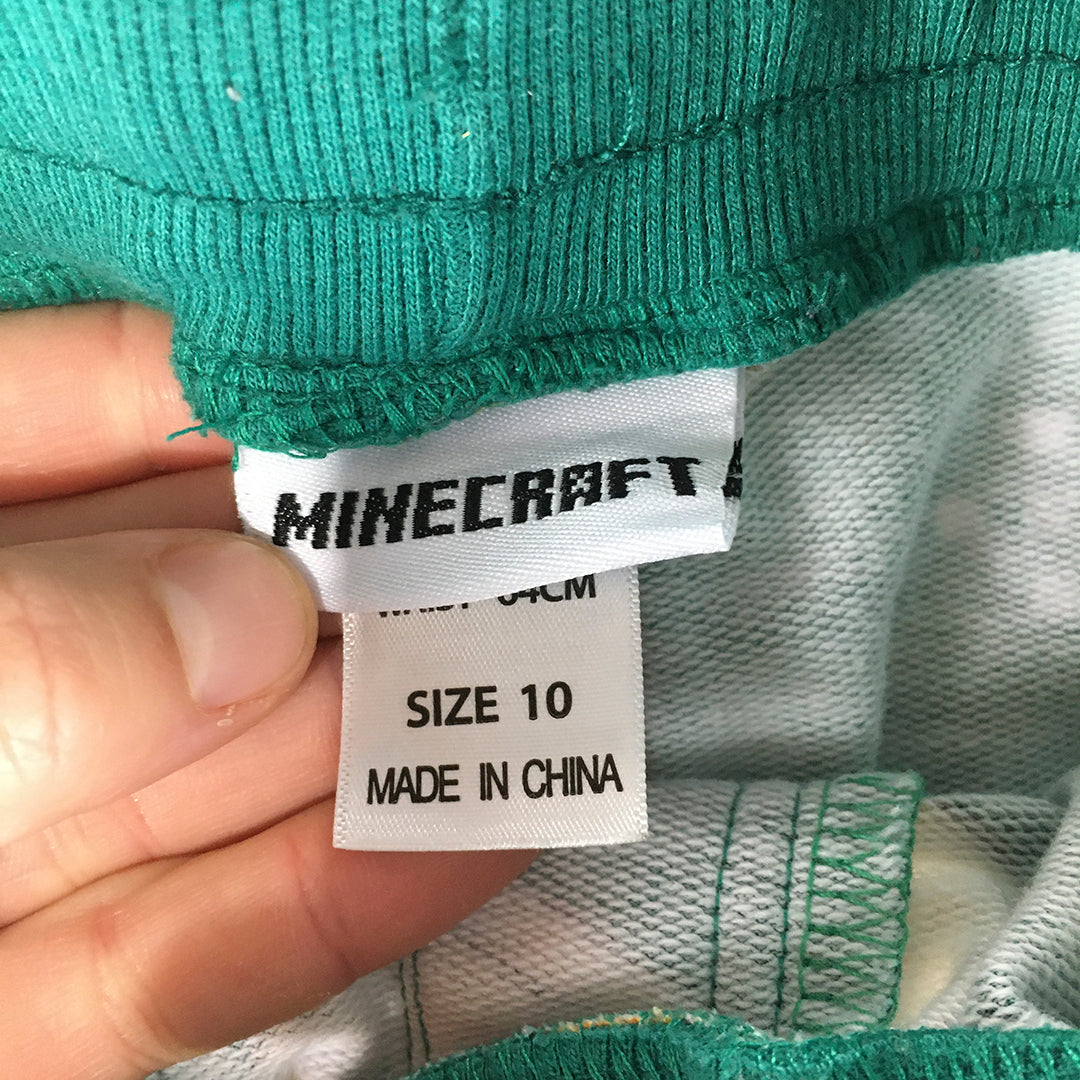 Minecraft Kids Boys Shorts Size 10 Green Creeper Steve Drawstring