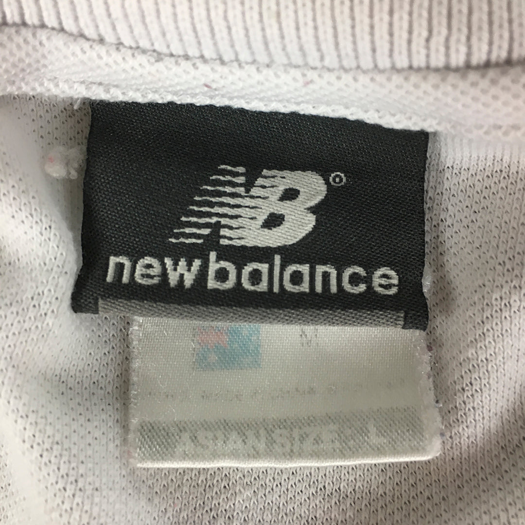 Vintage New Balance Mens Polo Shirt Size M White Logo Collared Rugby