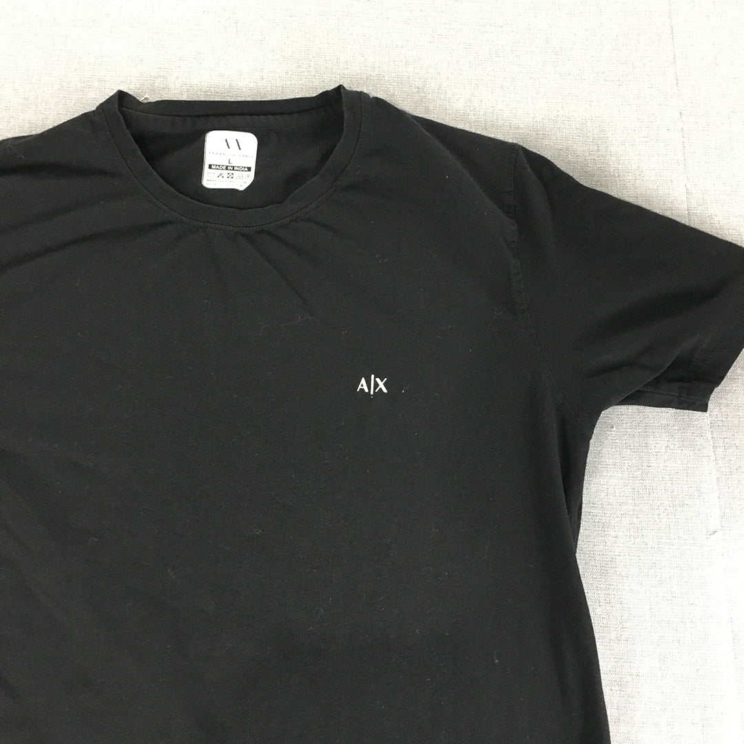 Armani Exchange Kids Boys T-Shirt Youth Size L (12 - 14 Years) Black Logo Top