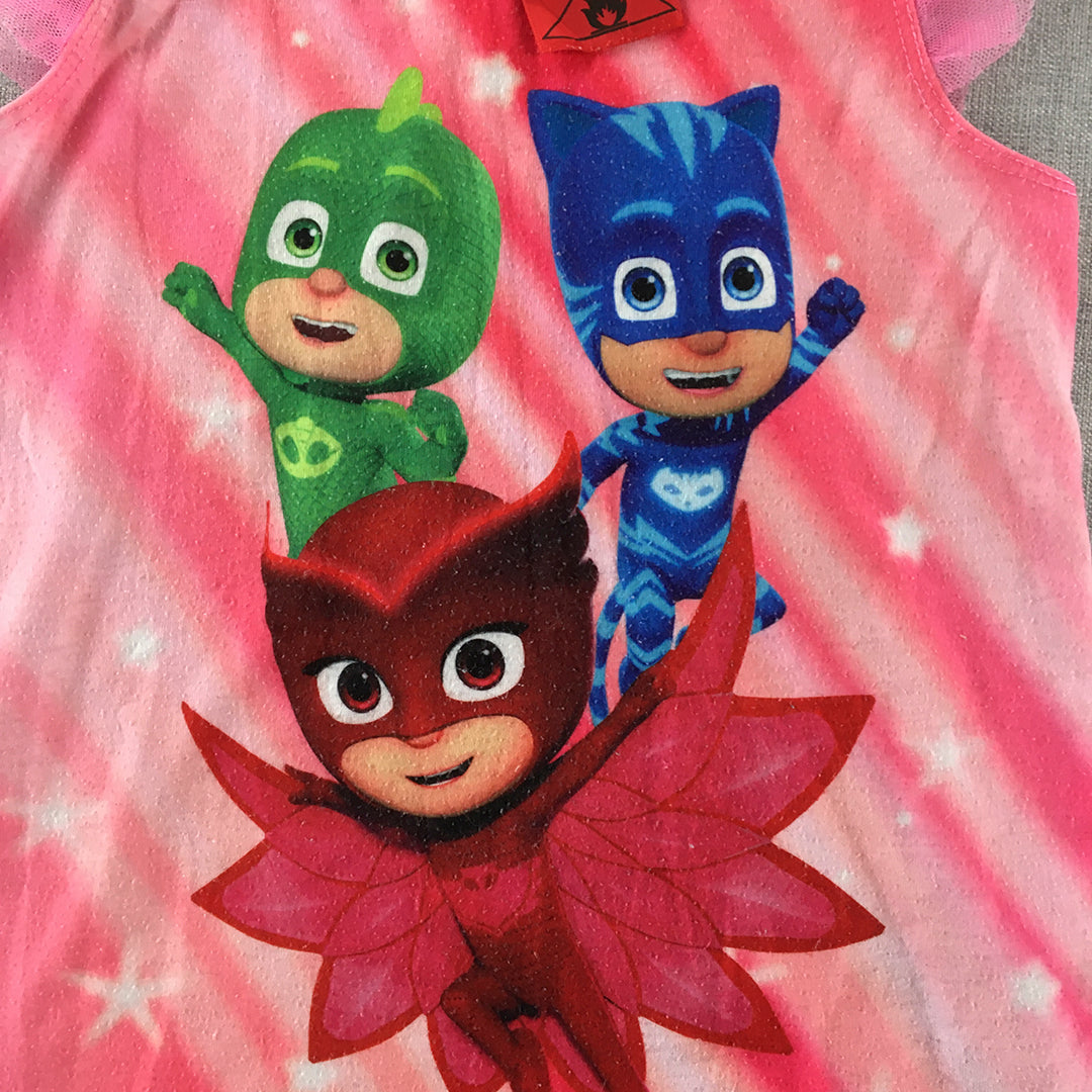 PJ Masks Kids Girls Dress Size 3 Toddler Pink Frilled Hem Sleeveless